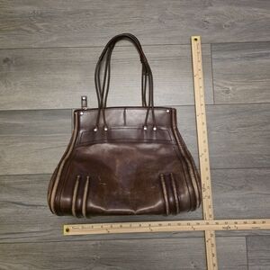 Tre Vero Brown Vtg Distressed Tote Bag